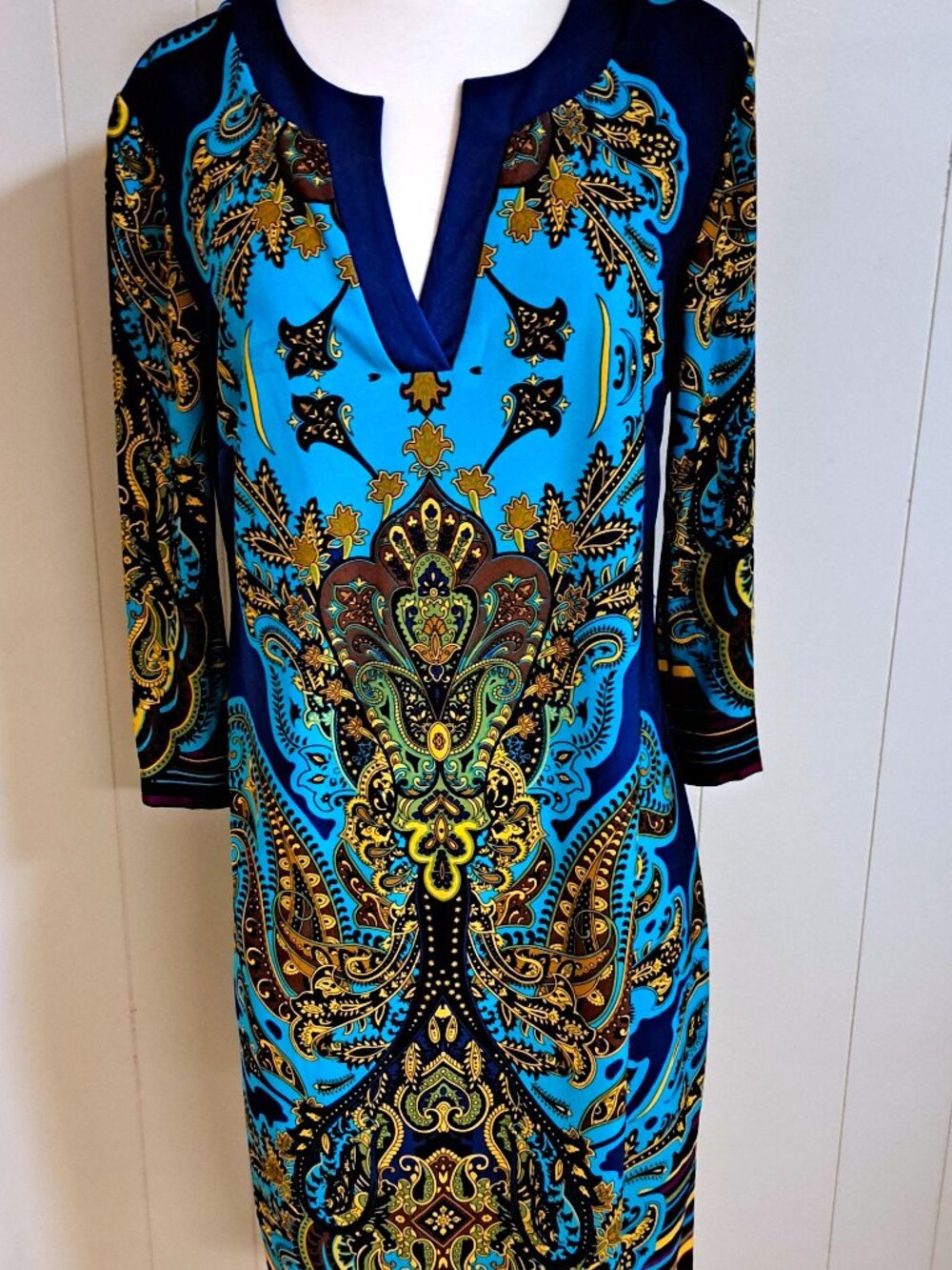 SOHO APPAREL LADIES DRESS SOFT KNIT PAISLEY DESIGN BEAUTIFUL CONDITION SIZE 10